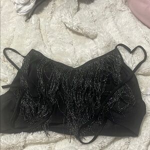 Black Fringe Camisole Top